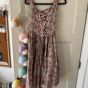 SOLD
 LINEN DRESS Linennaive Sz. Small Renaissance Vibe Lace Corset Midi Dress